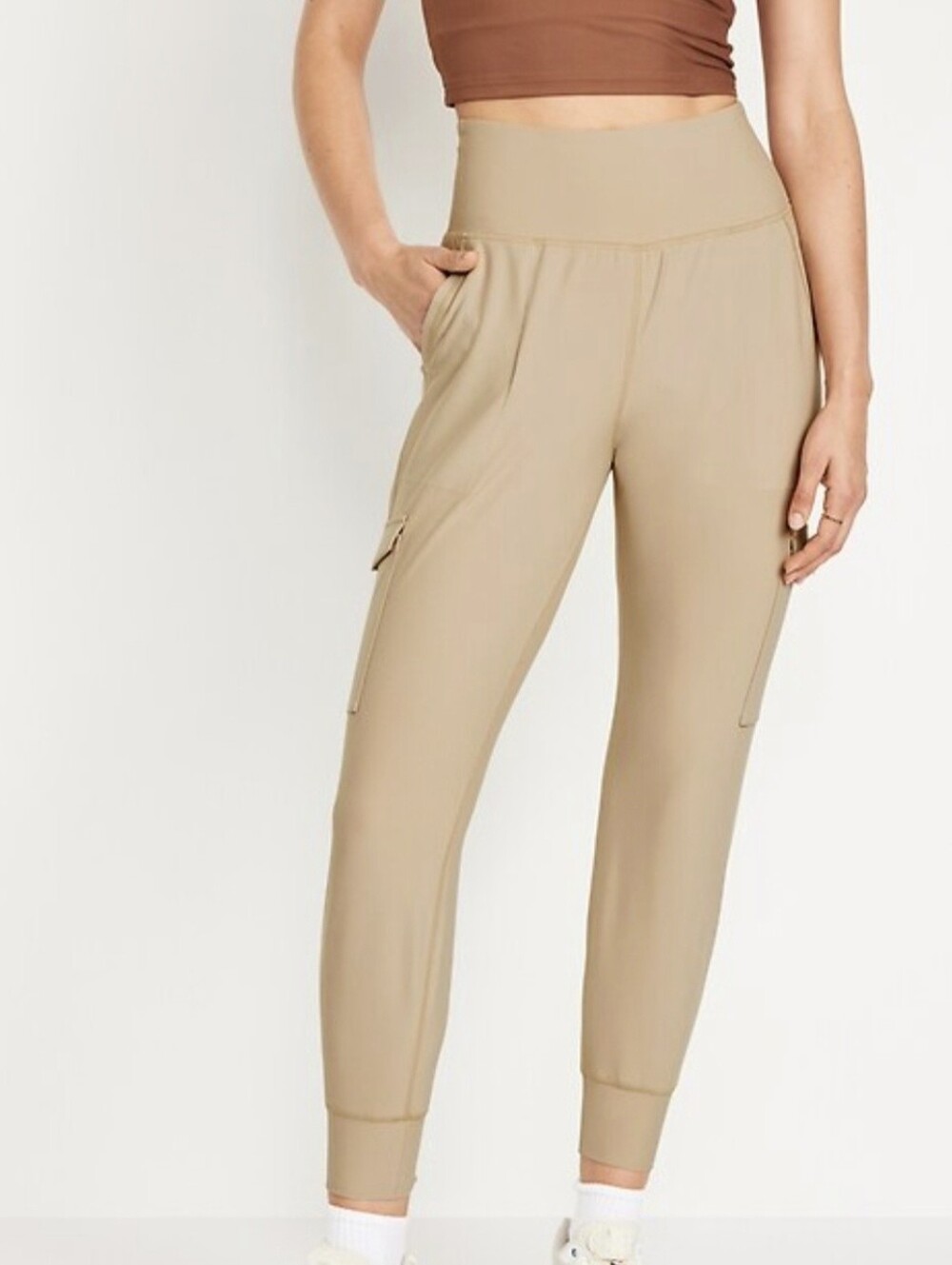 Old Navy Active Women's High Rise Powersoft Cargo Joggers Tan Size XL NWT C-3891